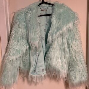 Taylor Swift The Life of a Showgirl Mint Faux Fur Coat